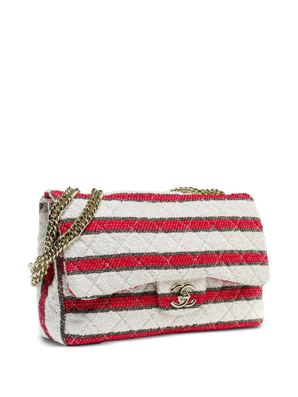Pre-OwnedCHANEL Pre-Owned2009 medium Classic Flap striped shoulder bag