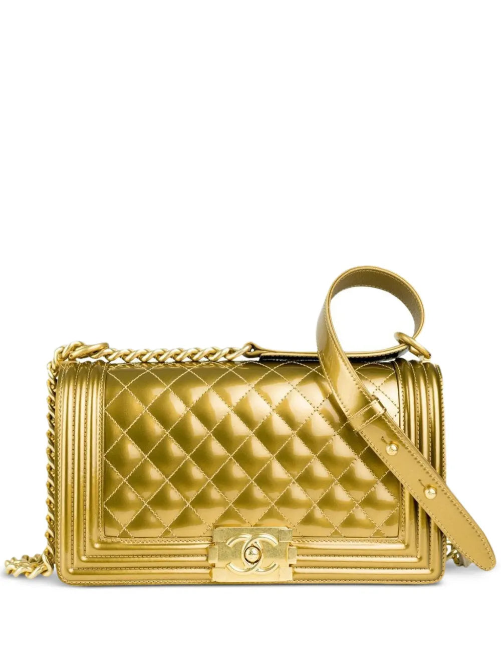 Pre-OwnedCHANEL Pre-Owned2017 medium Boy metallic shoulder bag