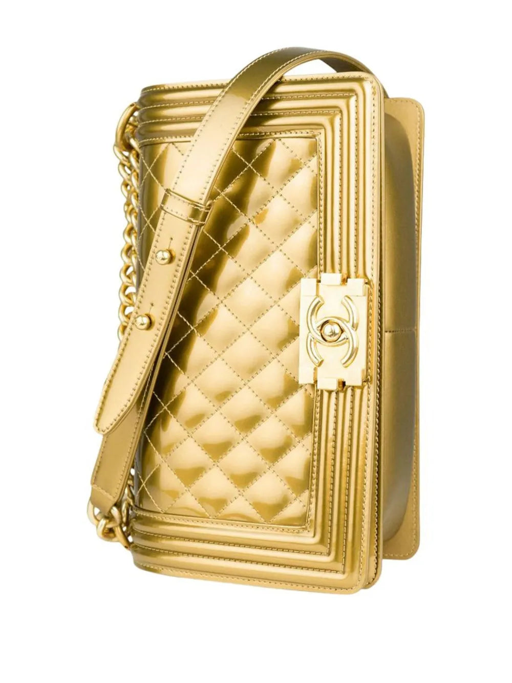 Pre-OwnedCHANEL Pre-Owned2017 medium Boy metallic shoulder bag