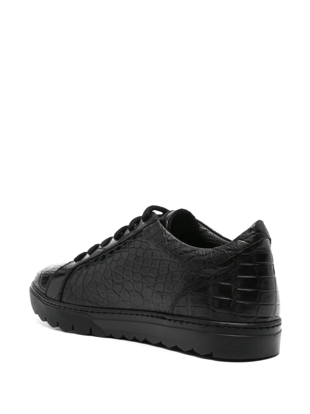 Kiton Crocodile-Embossed Leather Sneakers