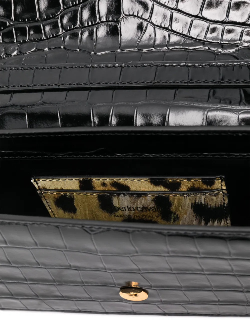 Roberto Cavallilogo-plaque clutch bag
