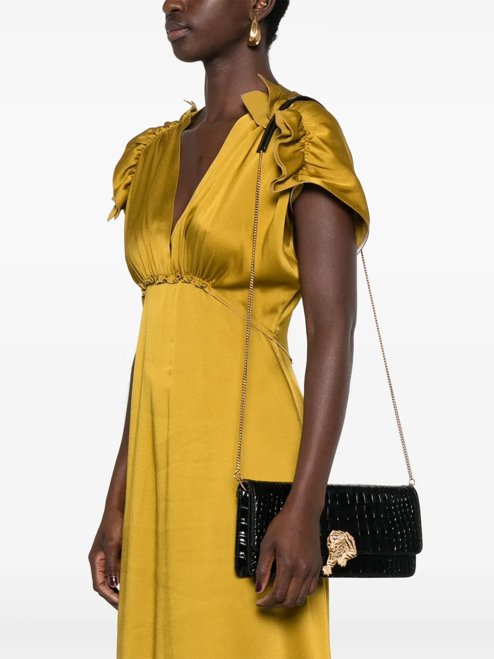 Roberto Cavallilogo-plaque clutch bag