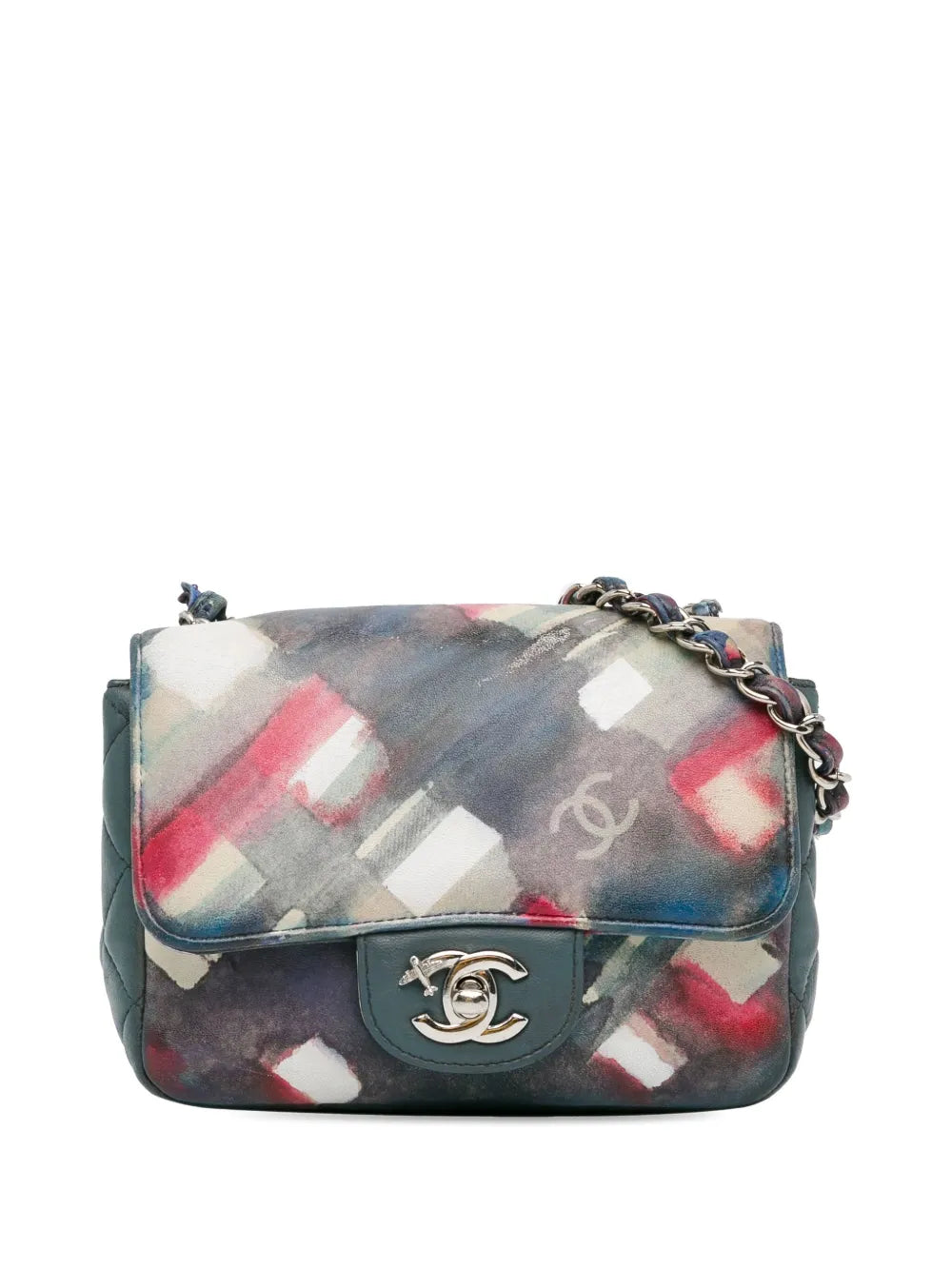 Pre-OwnedCHANEL Pre-Owned2016-2017 Mini Square Classic Printed Lambskin Airlines Flap crossbody bag