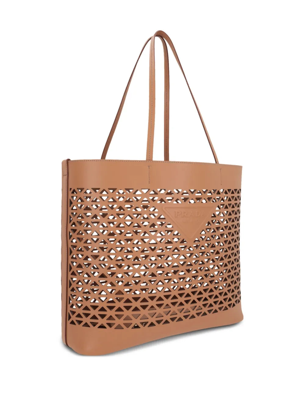 Pradalogo-perforated tote bag