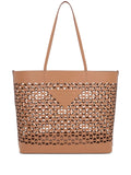 Pradalogo-perforated tote bag