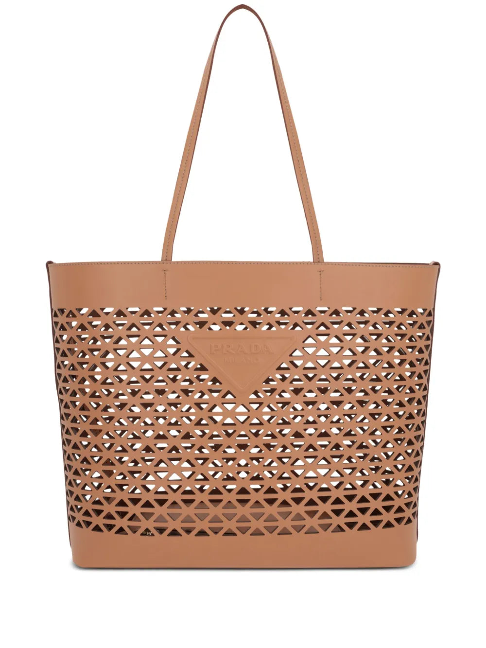 Pradalogo-perforated tote bag