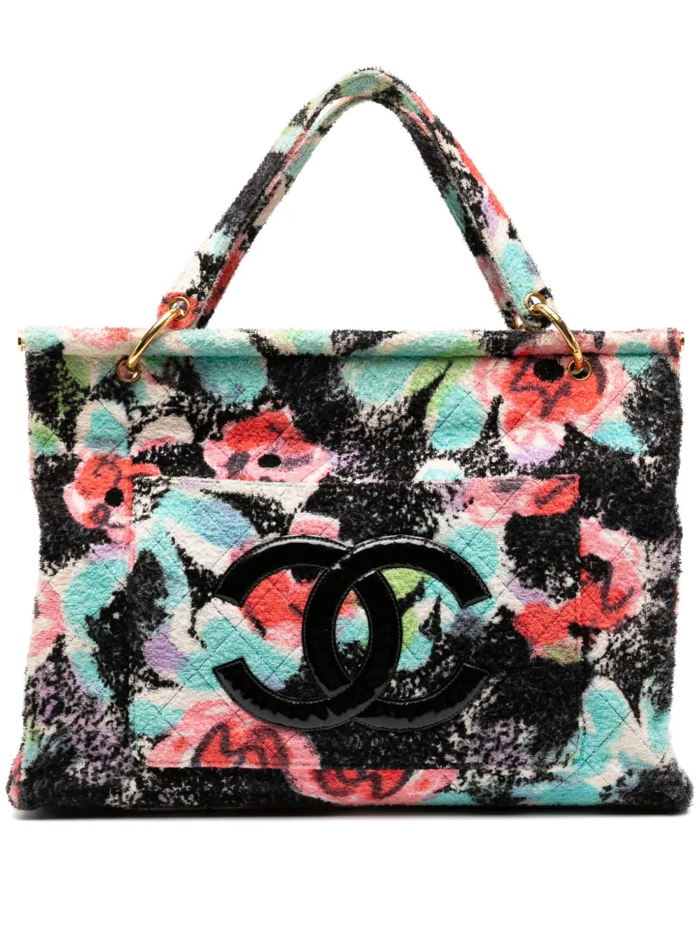 Pre-OwnedCHANEL Pre-Owned1997 Graffiti Floral Tropical Beach Pool Resort Tote Bag