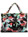 Pre-OwnedCHANEL Pre-Owned1997 Graffiti Floral Tropical Beach Pool Resort Tote Bag