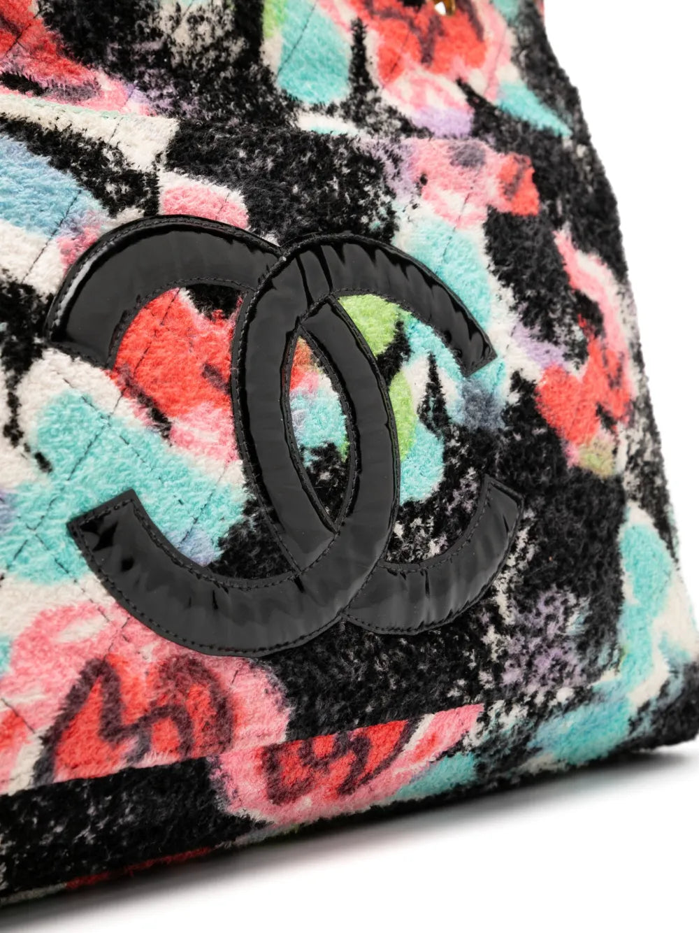 Pre-OwnedCHANEL Pre-Owned1997 Graffiti Floral Tropical Beach Pool Resort Tote Bag