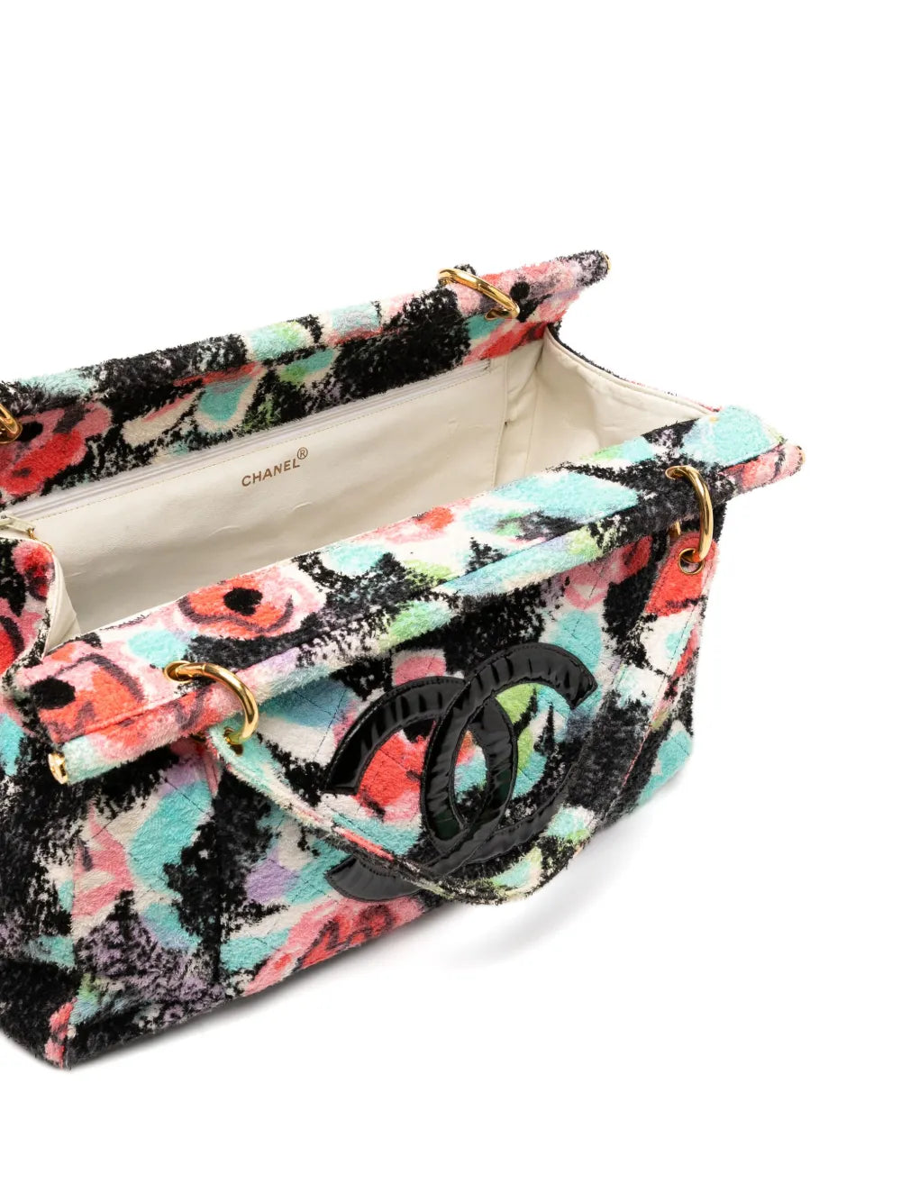 Pre-OwnedCHANEL Pre-Owned1997 Graffiti Floral Tropical Beach Pool Resort Tote Bag