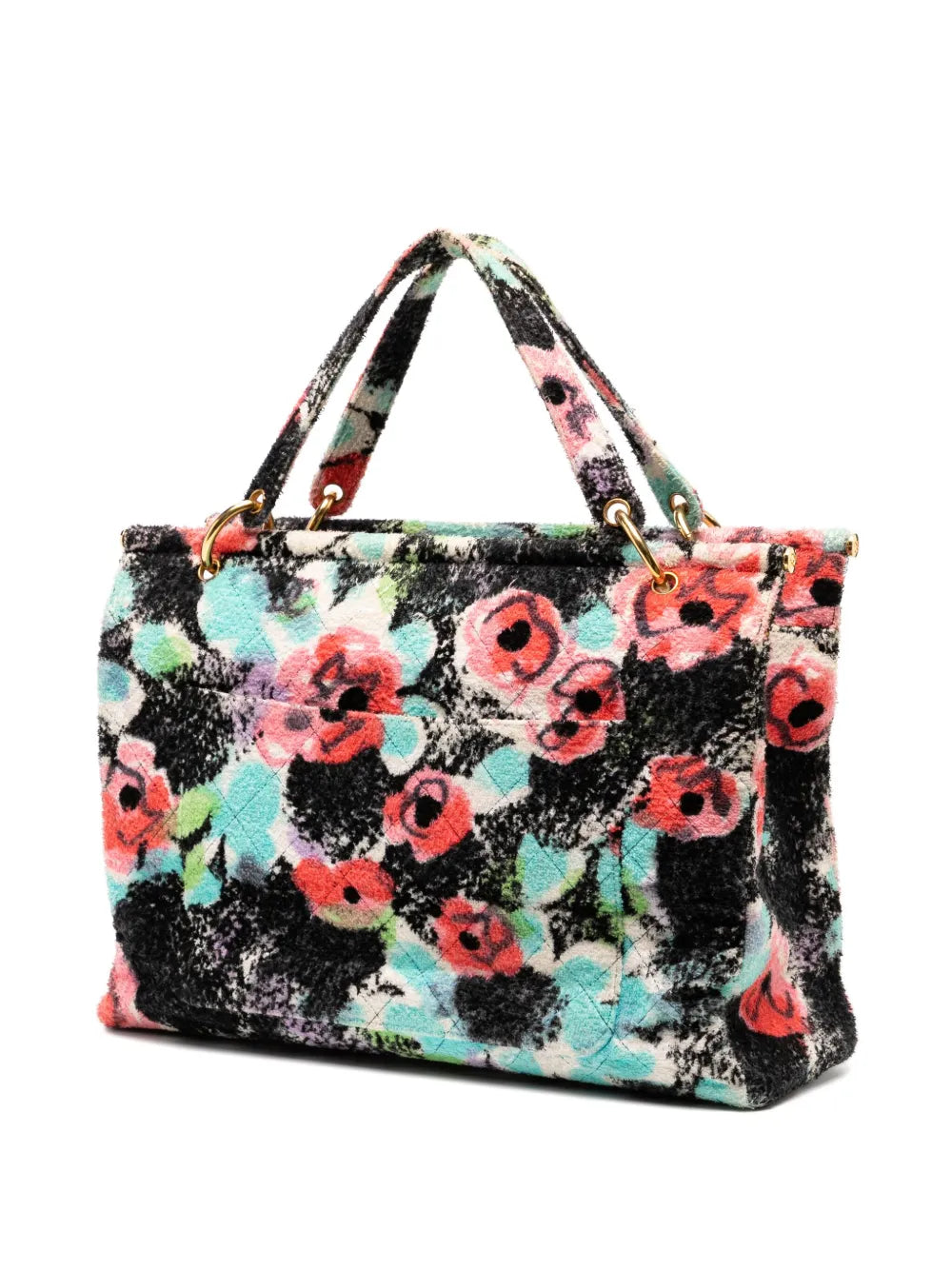 Pre-OwnedCHANEL Pre-Owned1997 Graffiti Floral Tropical Beach Pool Resort Tote Bag