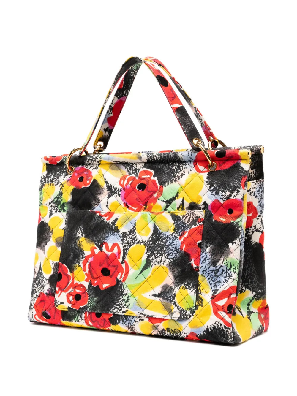 Pre-OwnedCHANEL Pre-OwnedChanel 1997 Graffiti Floral Cloth Resort Quilted Large Tote Bag