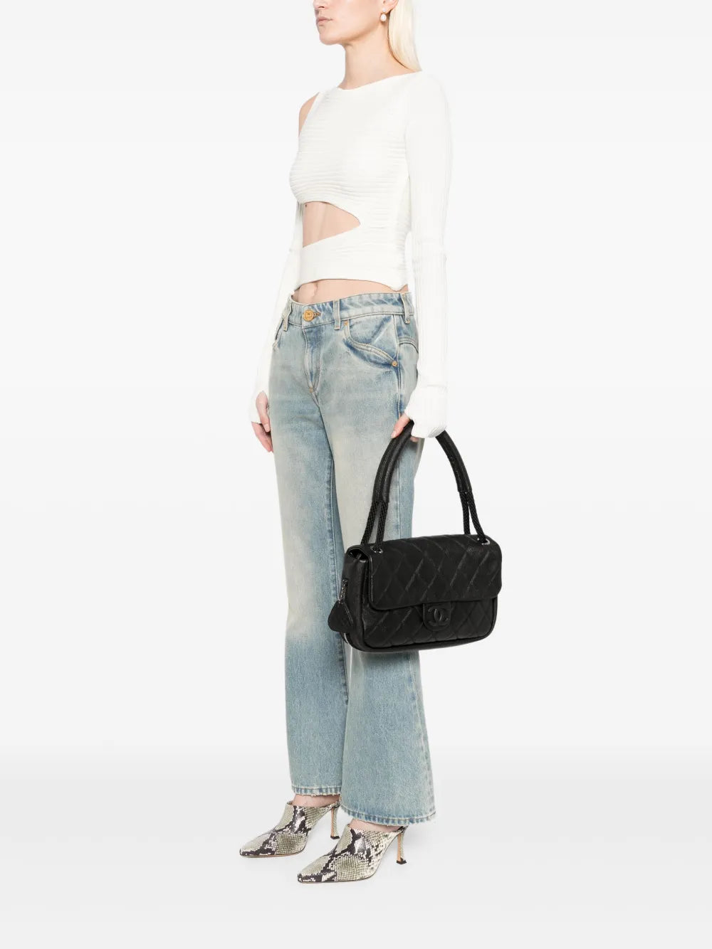 Pre-OwnedCHANEL Pre-Owned2008 Medium Classic Zippered Expandable Rubber CC Flap Bag