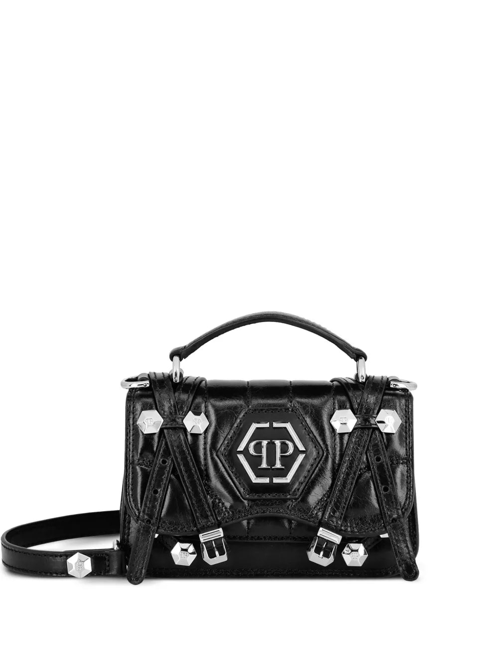 Philipp Pleinsmall Hexagon leather tote bag