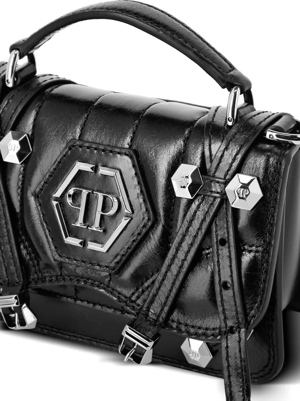 Philipp Pleinsmall Hexagon leather tote bag