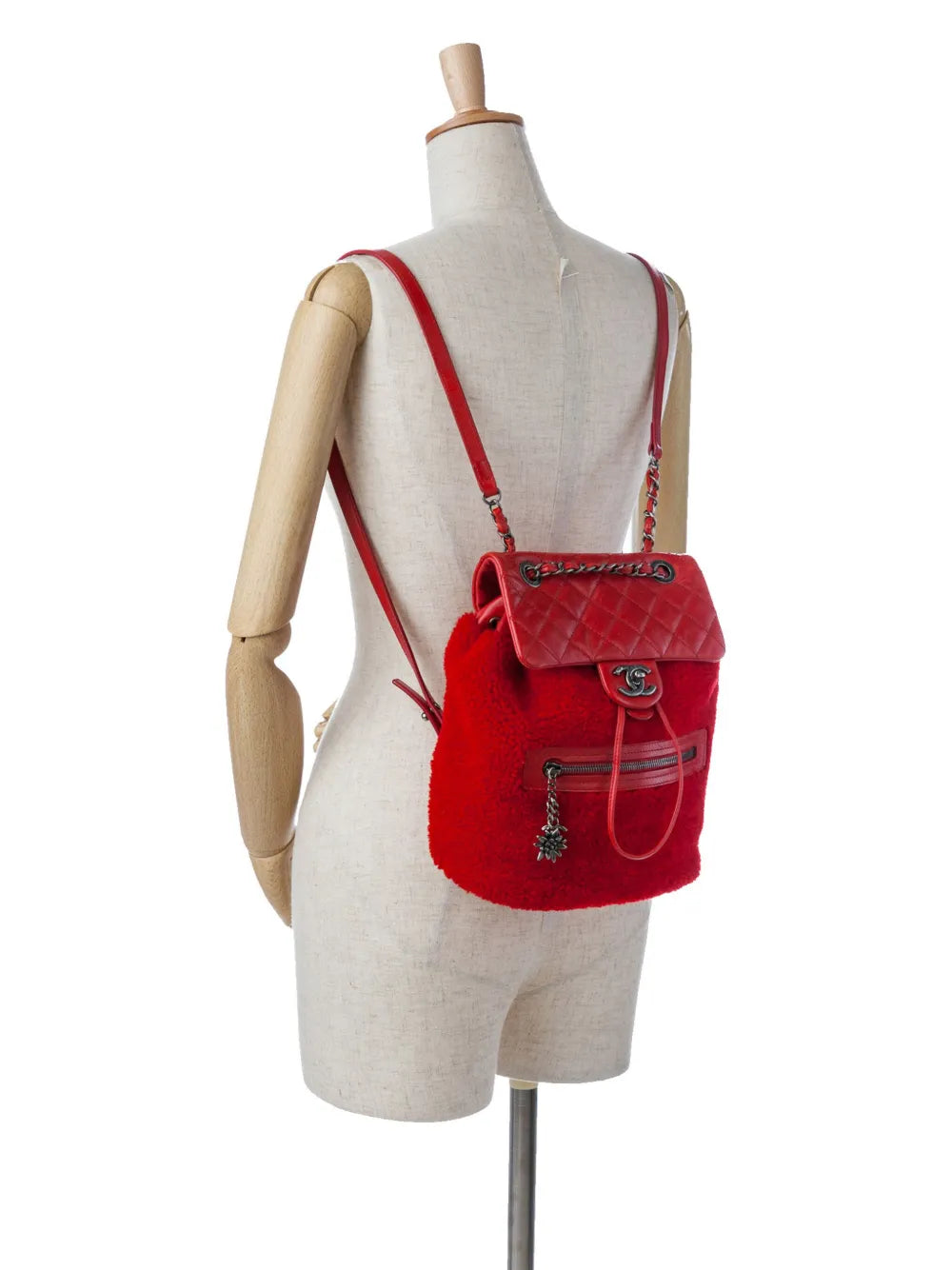 Pre-OwnedCHANEL Pre-Owned2015-2016 Small Shearling and Glazed Calfskin Mountain backpack