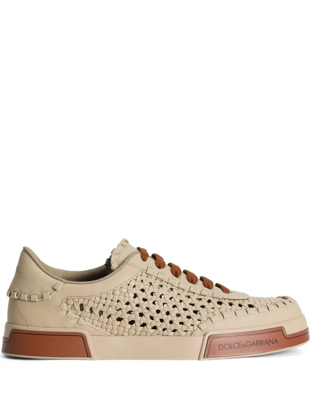 Dolce & Gabbana Mesh-Panelling Leather Sneakers
