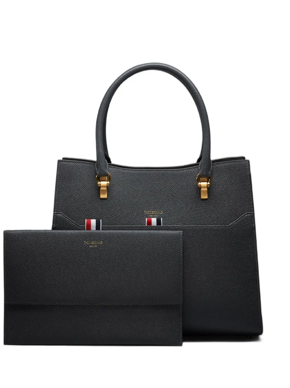 Thom Brownelarge leather clasp tote bag