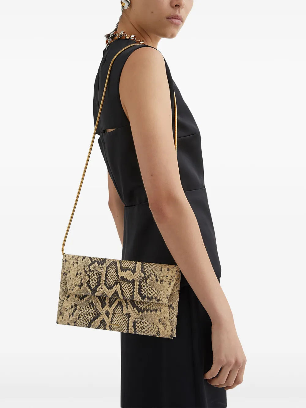Jil Sandersmall snakeskin-print folded bag