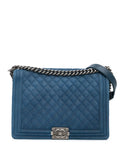 Pre-OwnedCHANEL Pre-Owned2012-2013 Large Quilted Denim Boy Flap crossbody bag