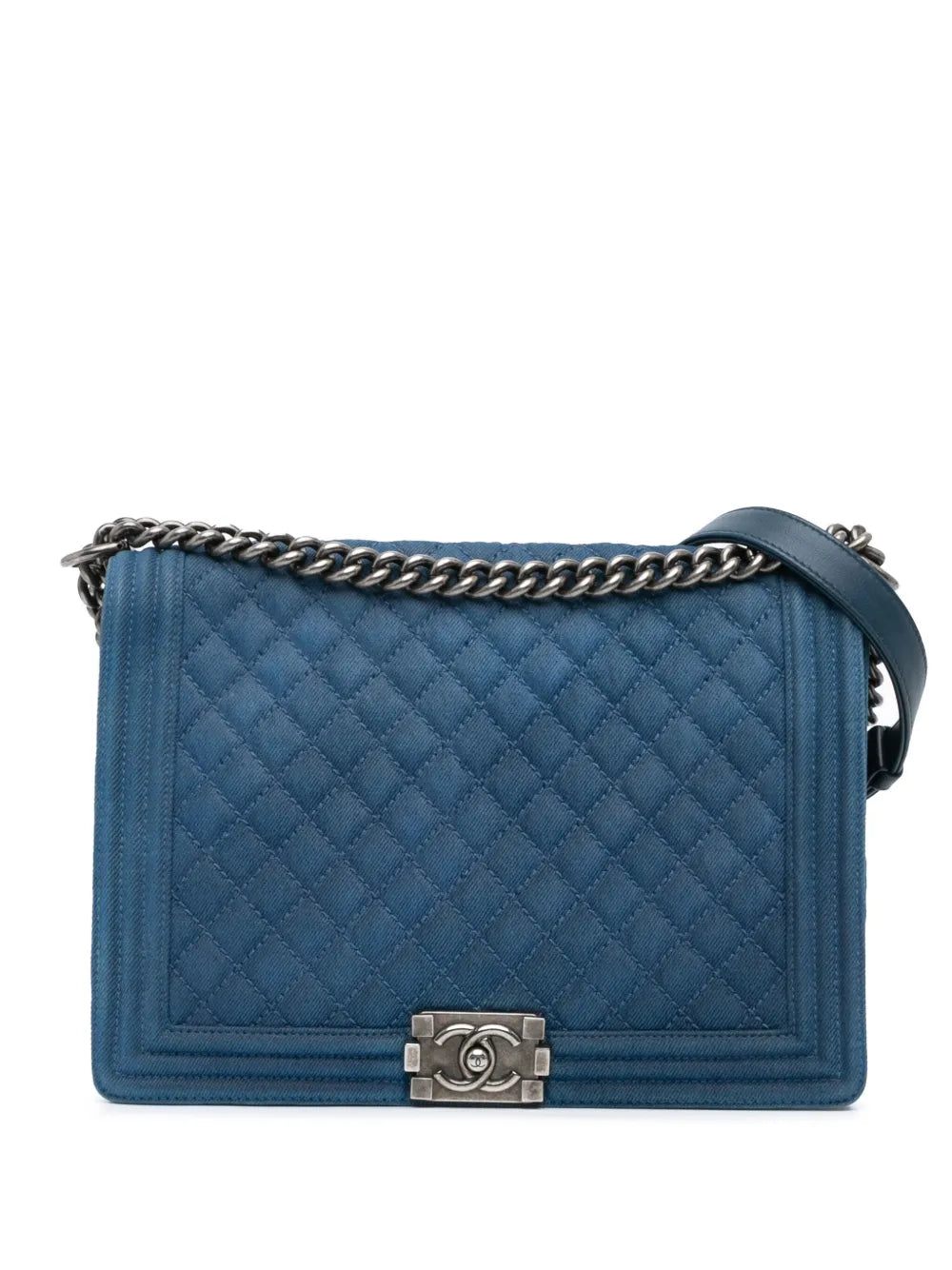 Pre-OwnedCHANEL Pre-Owned2012-2013 Large Quilted Denim Boy Flap crossbody bag