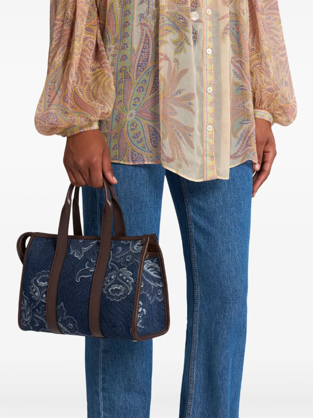 ETROfloral-jacquard denim tote bag