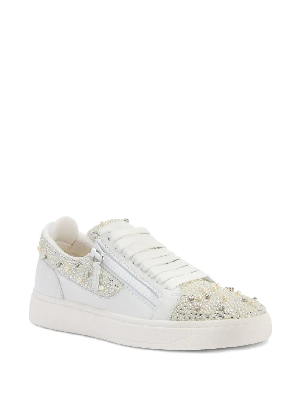 Giuseppe Zanotti Frankie Crystal-Encrusted Double-Zip Low-Top Sneakers
