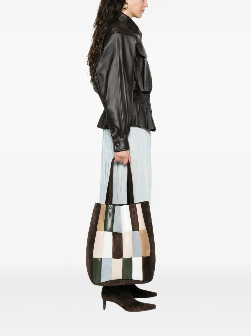 KHAITEZoe patchwork suede tote bag