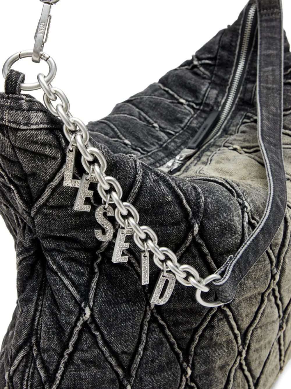 DieselCharm-D quilted chain-embellished shoulder bag