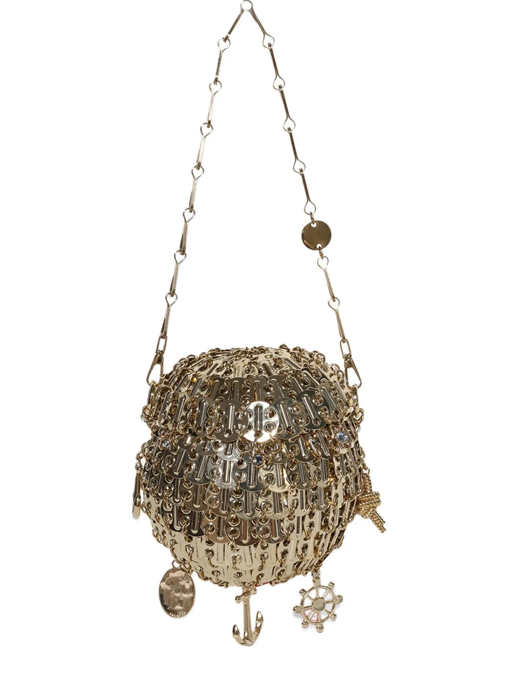 Rabannechain-embellished sphere shoulder bag