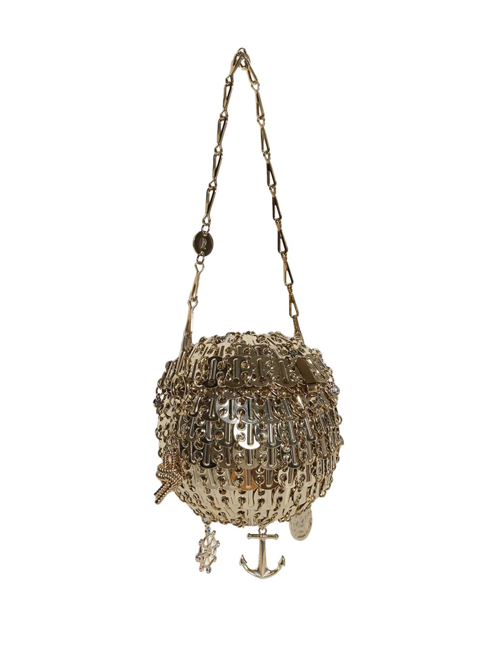 Rabannechain-embellished sphere shoulder bag