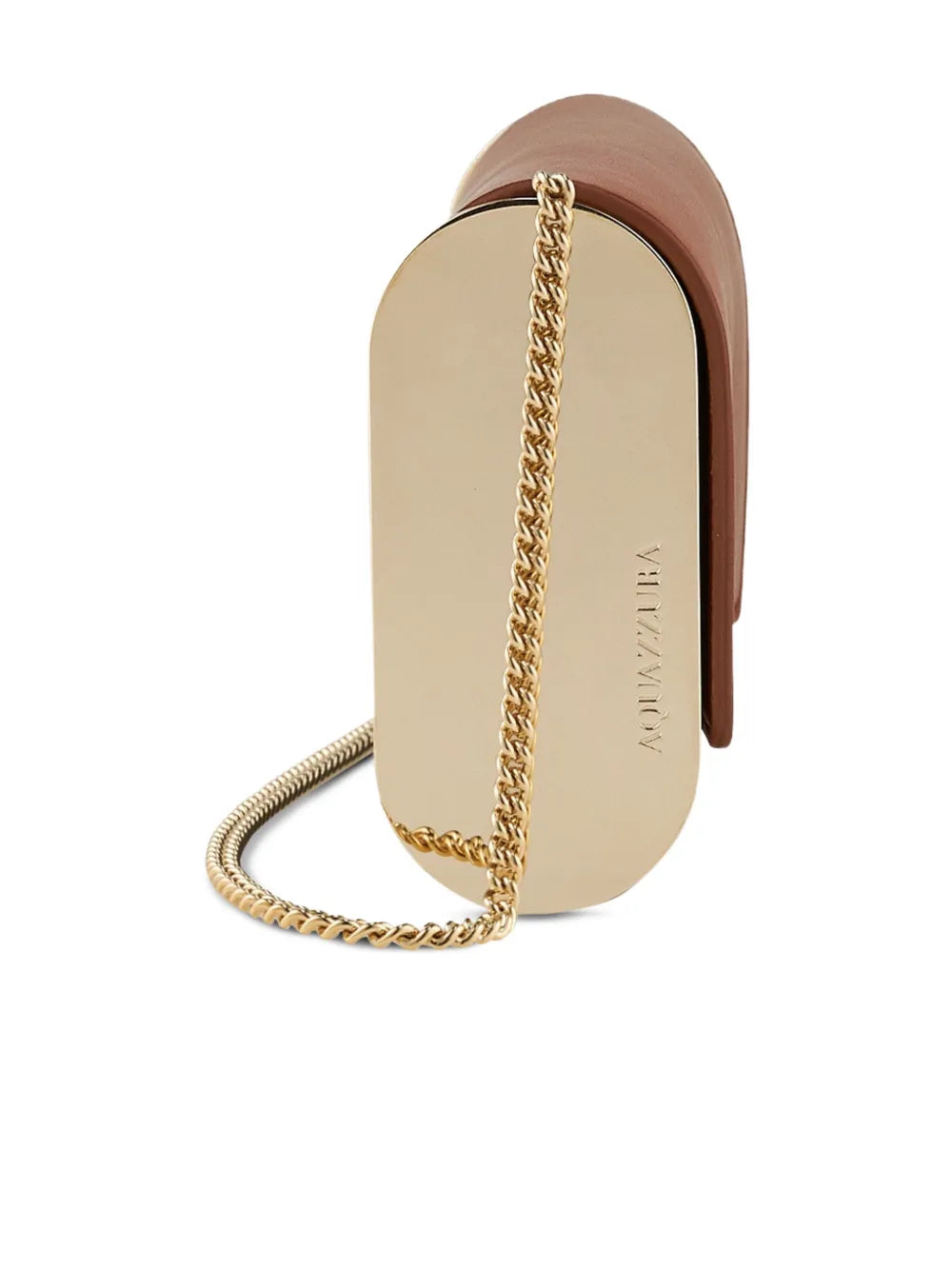 Aquazzurametallic-top leather shoulder bag