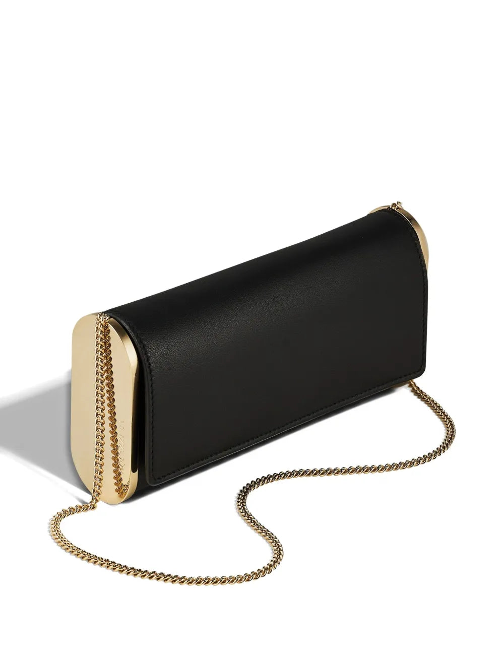 Aquazzurametallic-plaque chain shoulder bag