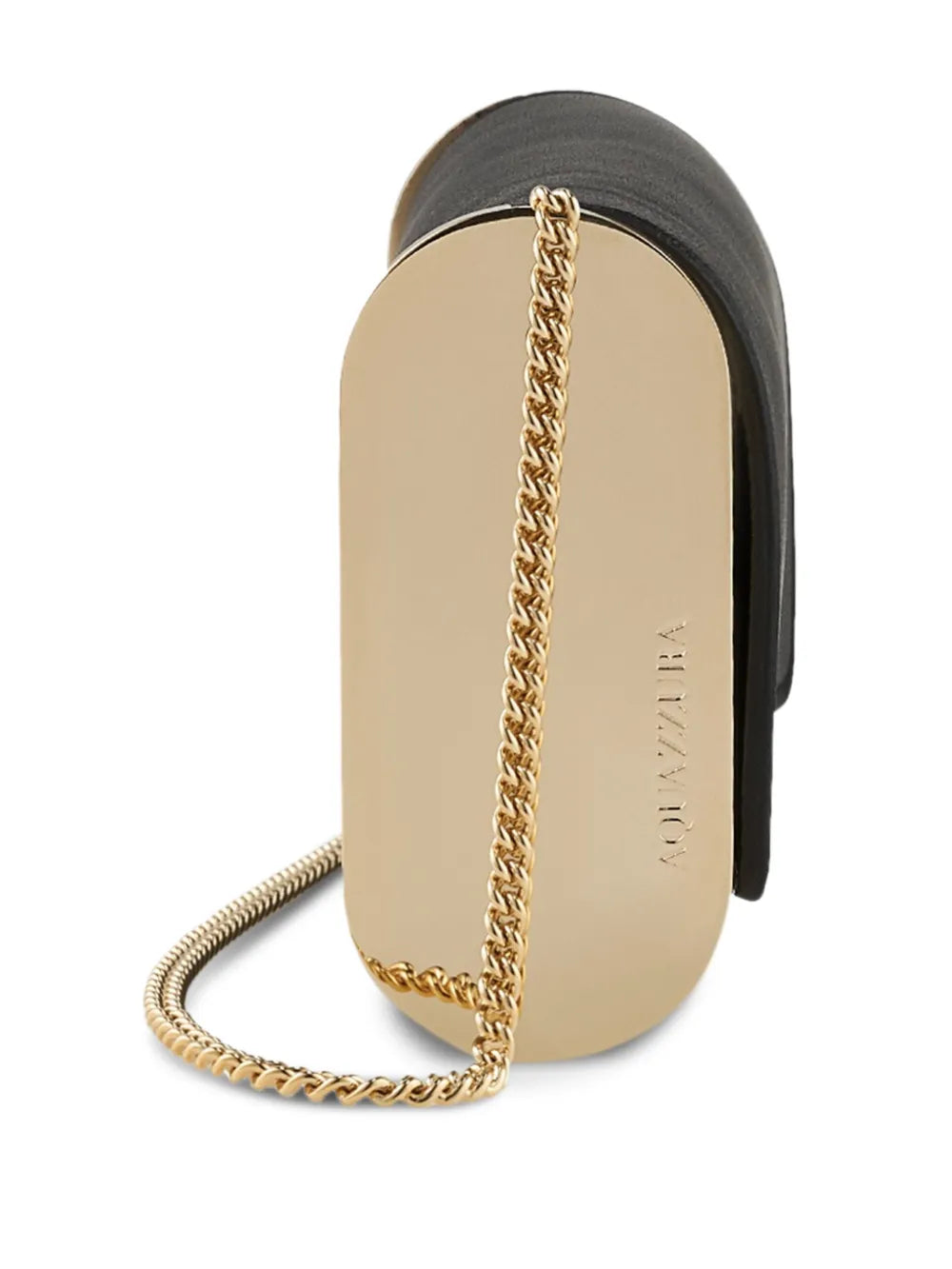Aquazzurametallic-plaque chain shoulder bag