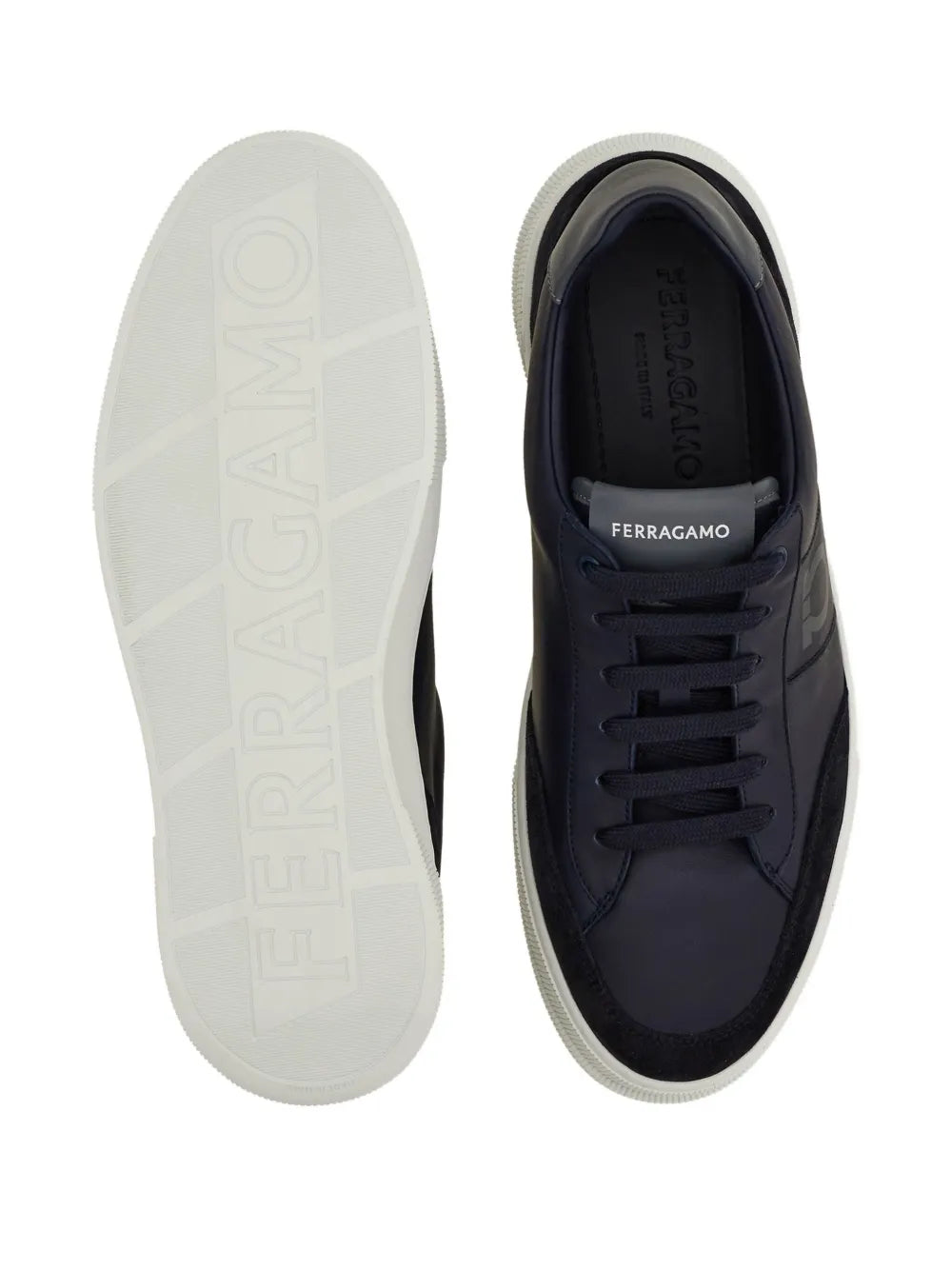 Ferragamo Alaska Gancio Suede Panelled Lace-Up Sneakers