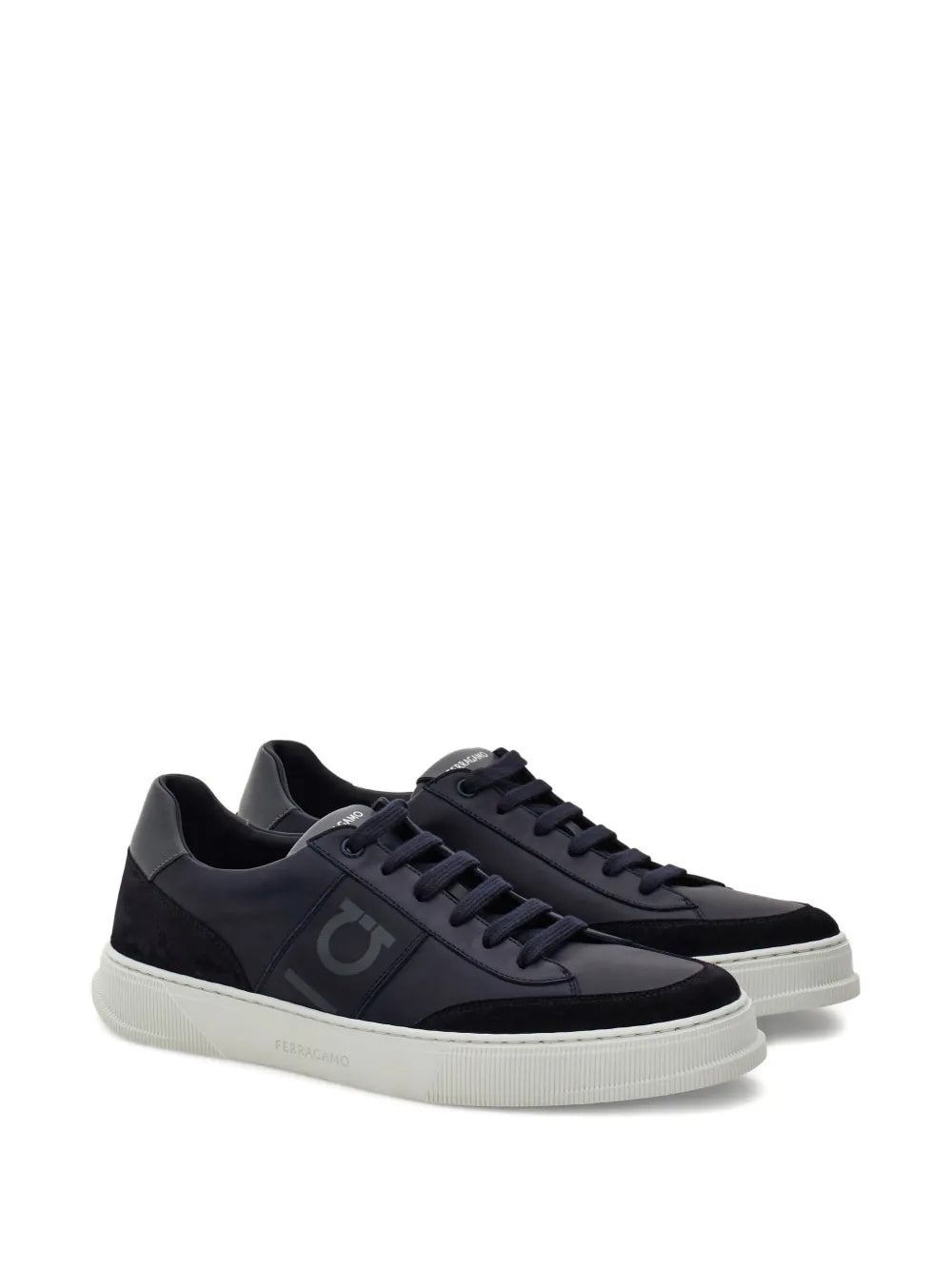 Ferragamo Alaska Gancio Suede Panelled Lace-Up Sneakers