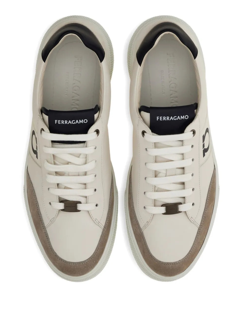 Ferragamo Logo-Embroidered Leather Sneakers