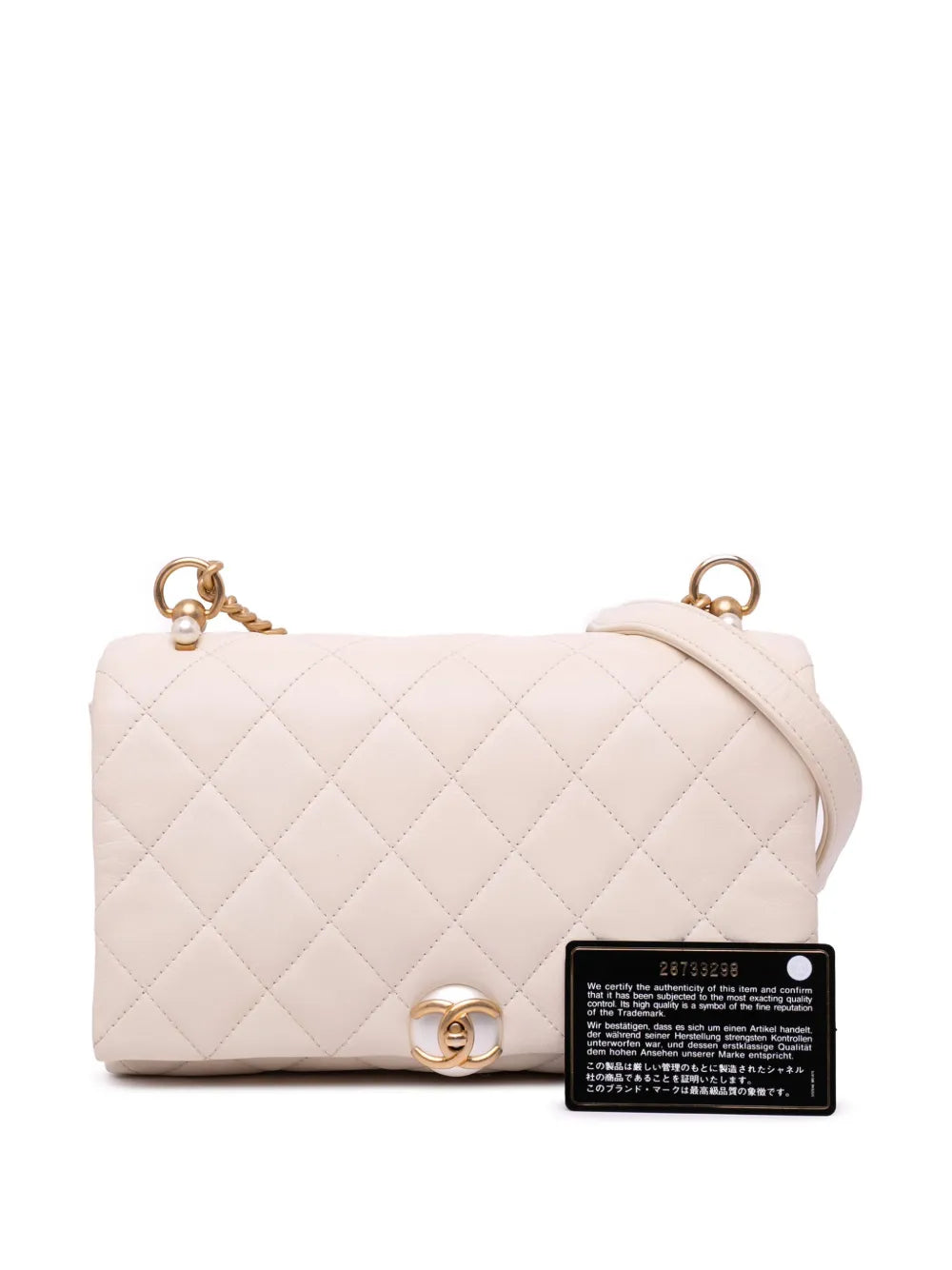 Pre-OwnedCHANEL Pre-Owned2019 Quilted Calfskin Pearl CC Accordion Flap crossbody bag