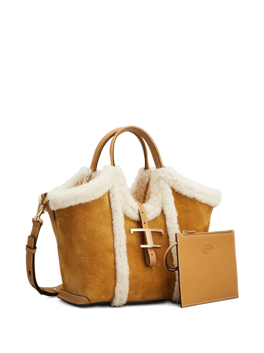 Tod'sshearling-trimmed suede bag