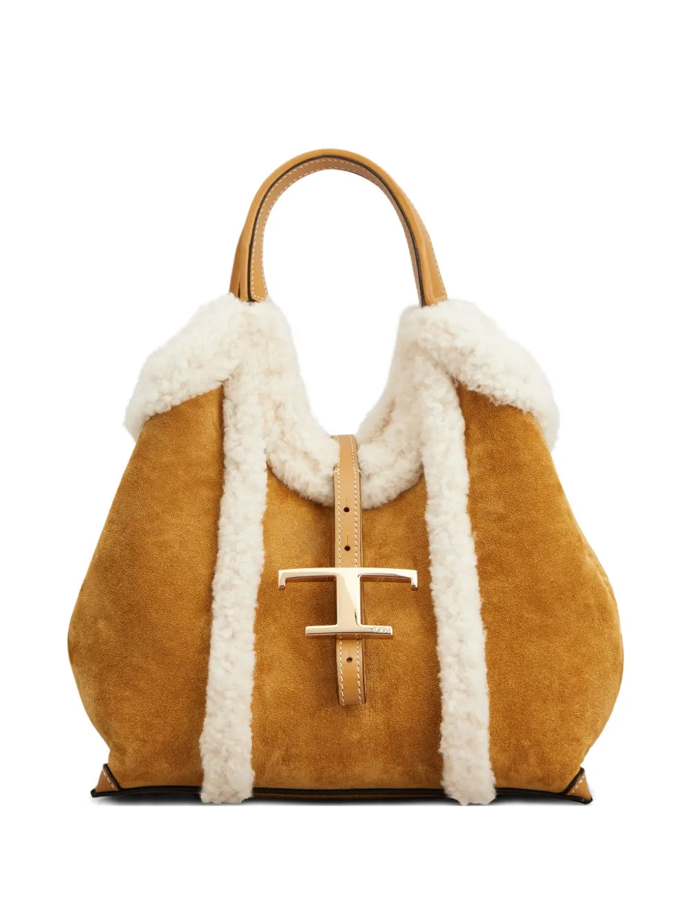 Tod'sshearling-trimmed suede bag