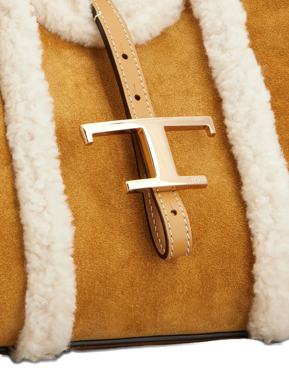 Tod'sshearling-trimmed suede bag