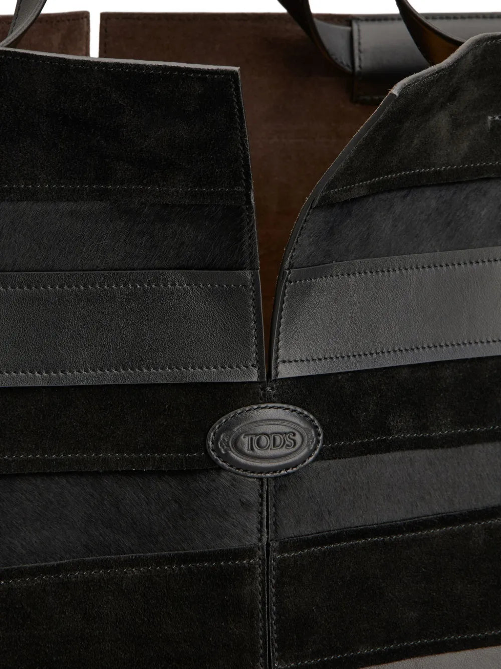 Tod'smedium Di Bag Folio leather-suede striped tote bag