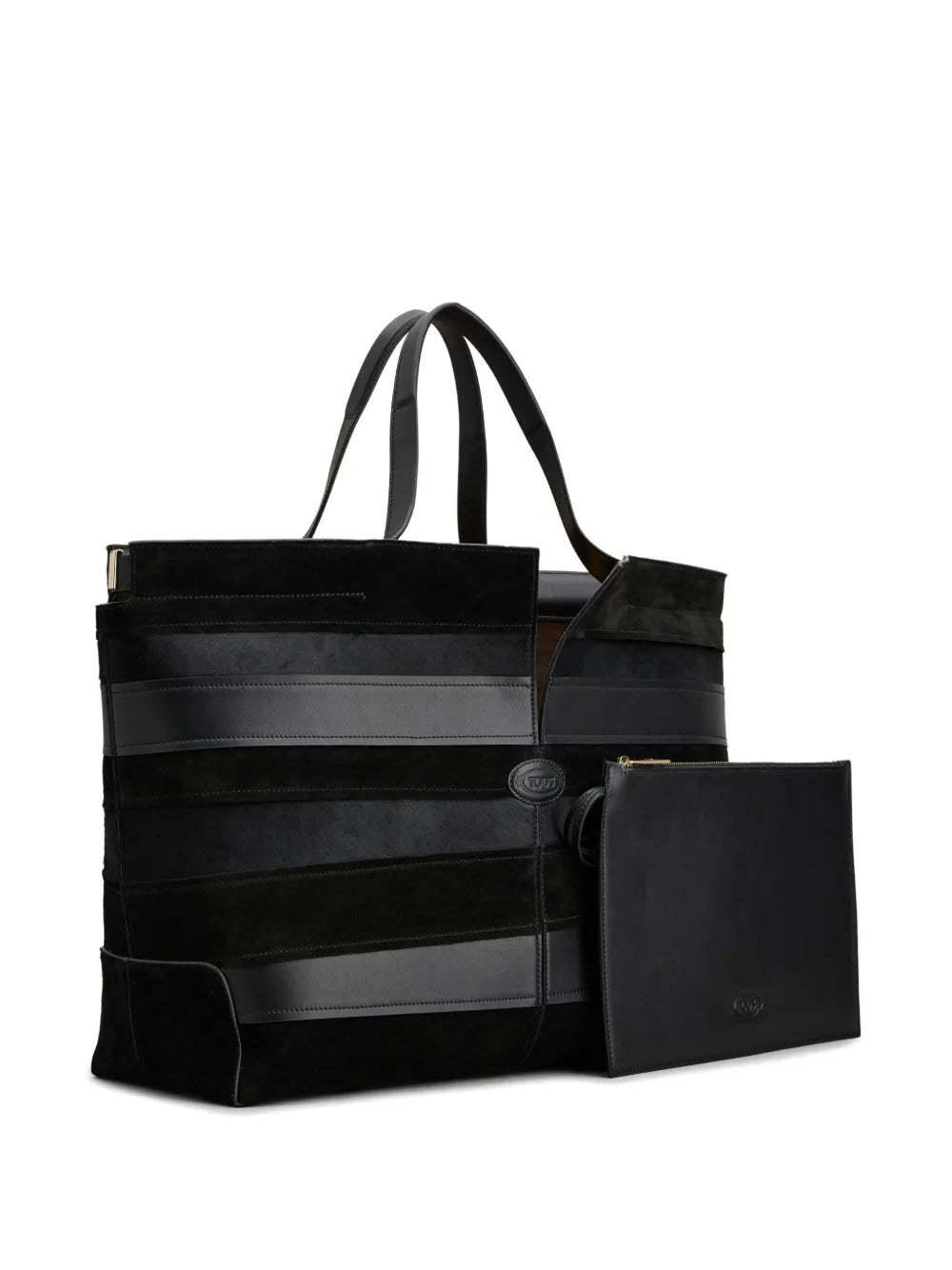 Tod'smedium Di Bag Folio leather-suede striped tote bag