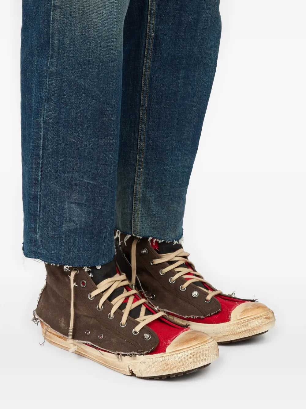Maison Margiela Frayed-Edges High-Top Sneakers