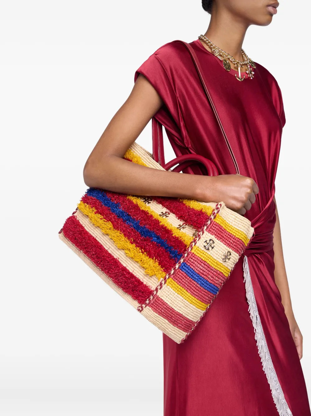 Rabannestriped woven tote bag