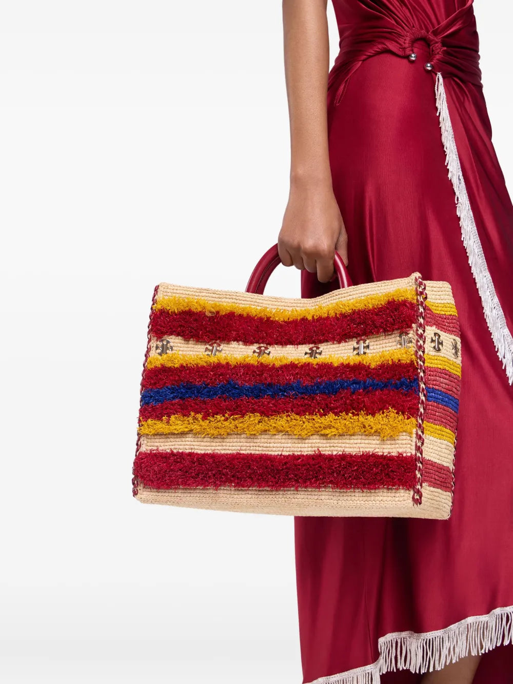 Rabannestriped woven tote bag