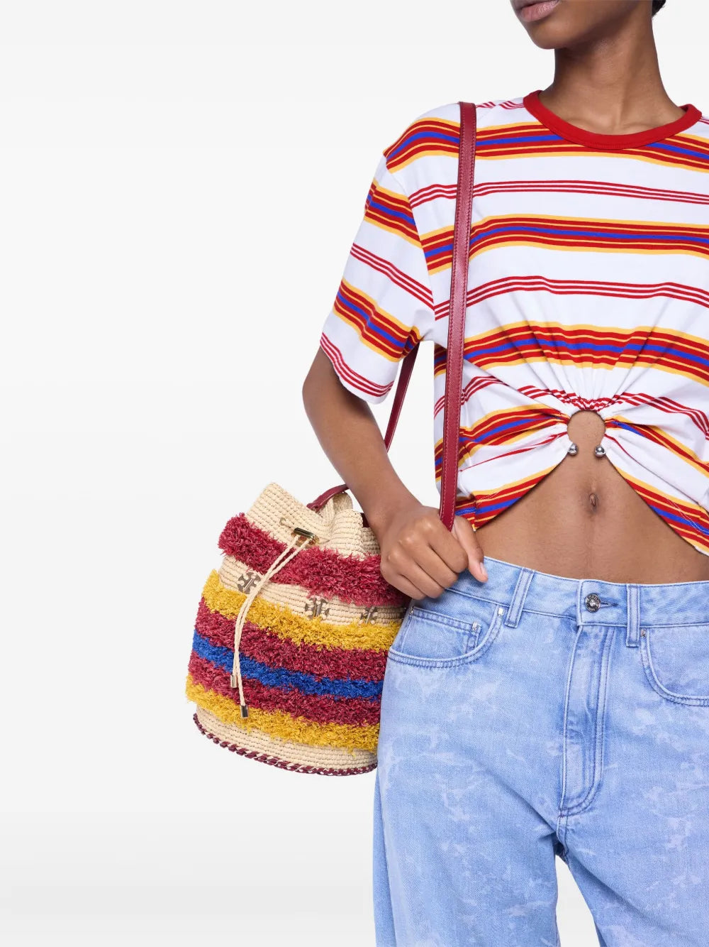 Rabannewoven striped bucket bag