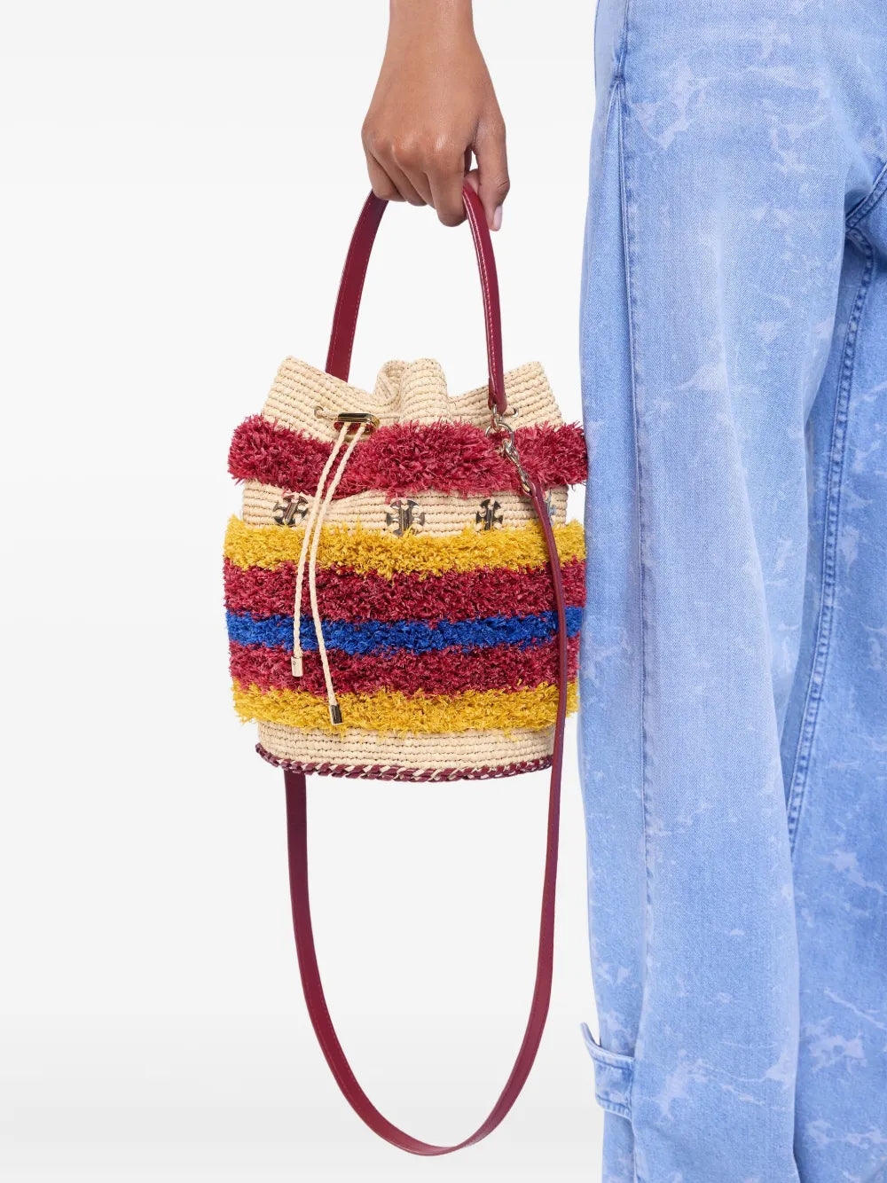 Rabannewoven striped bucket bag