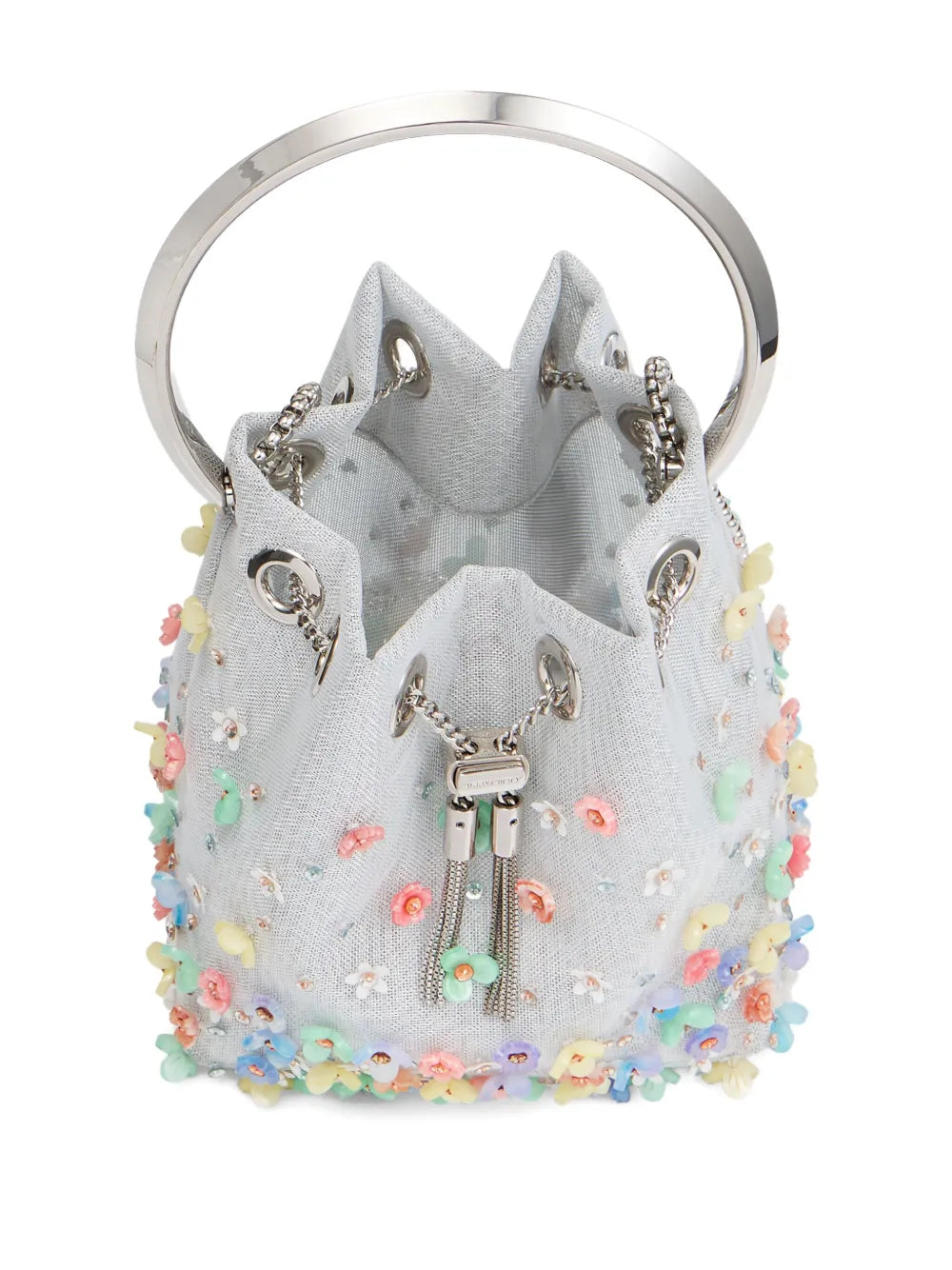 Jimmy ChooBon Bon floral-embellished bucket bag