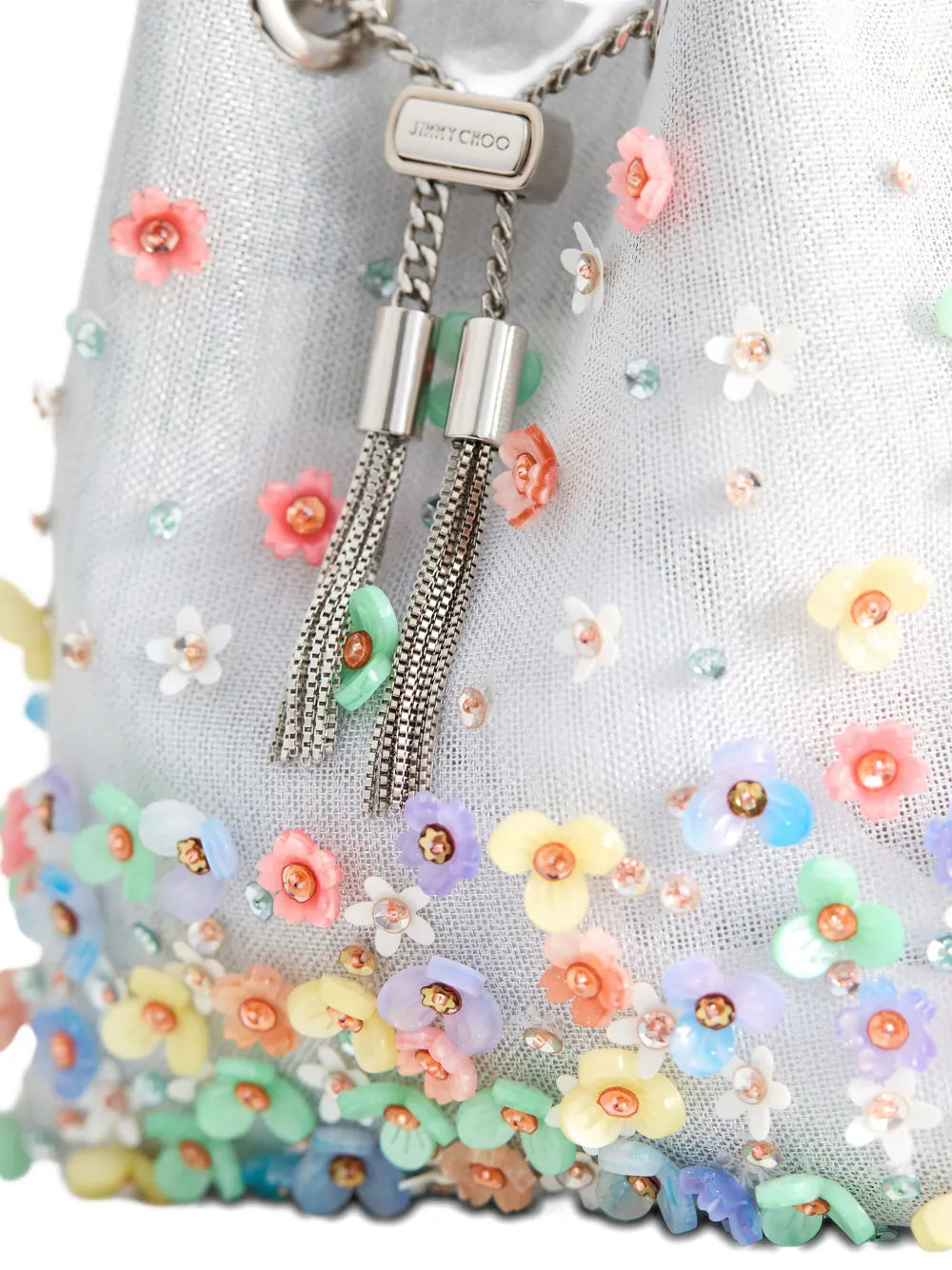 Jimmy ChooBon Bon floral-embellished bucket bag